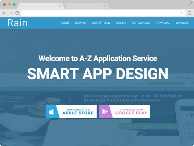 Rain - A Free Responsive HTML5 App Landing Page Template - ThemeWagon
