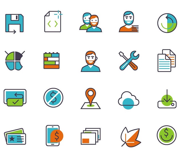 colorful ecommerce apps products icons