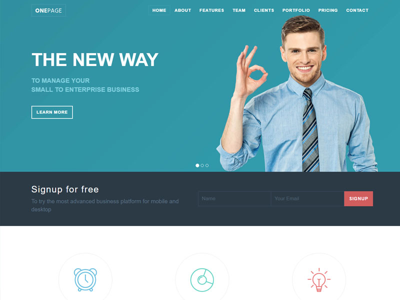 One Page Responsive Website Template Free Download from themewagon.com