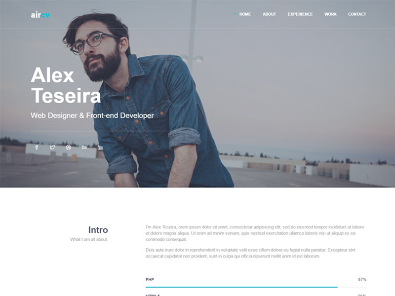 Free Bootstrap HTML5 Template for Personal CV Portfolio Website