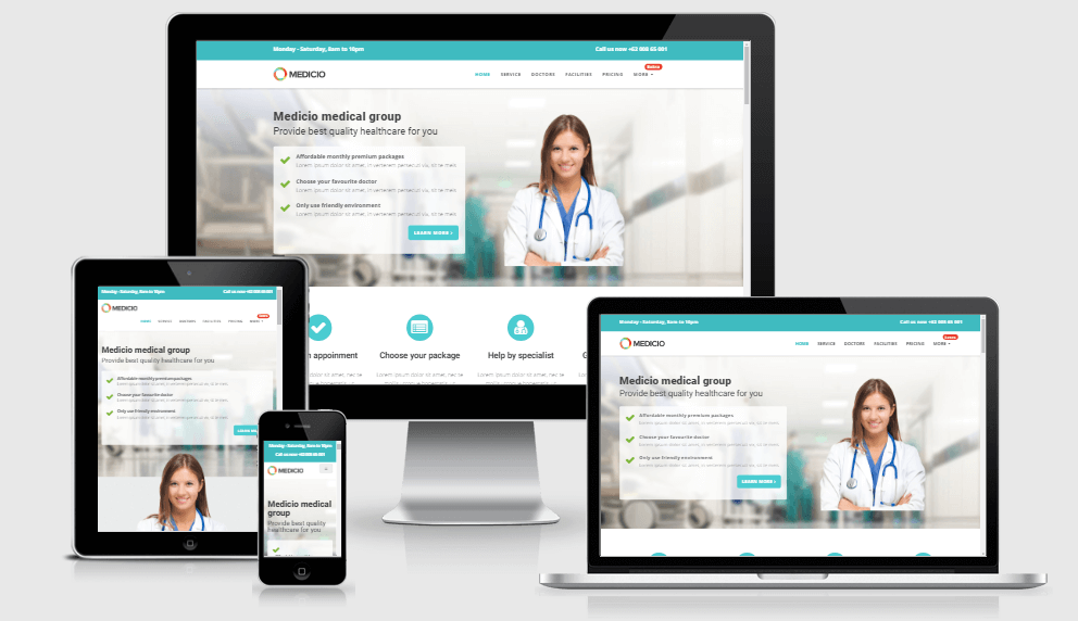 Medicio free gym fitness bootstrap website templates