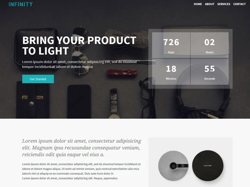 infinity - Free Bootstrap 4 Coming Soon Template