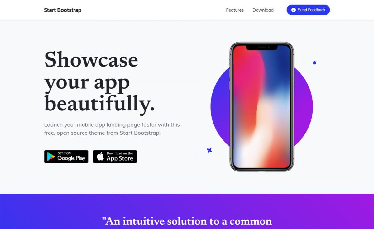 Free Responsive One Page App Landing Bootstrap Template 2017