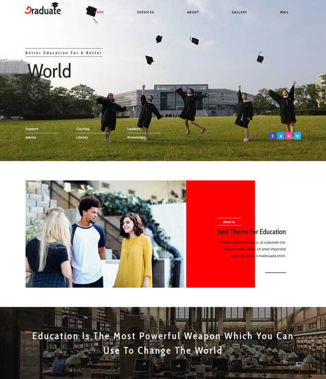 Graduate - free online education website template