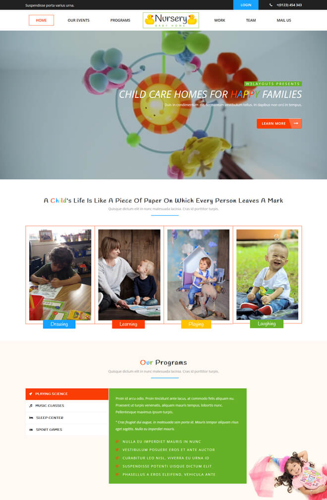 Nursery - free online education website template