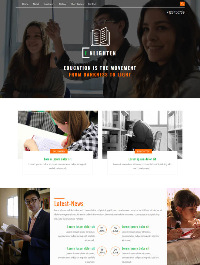 Enlighten - free online education website template