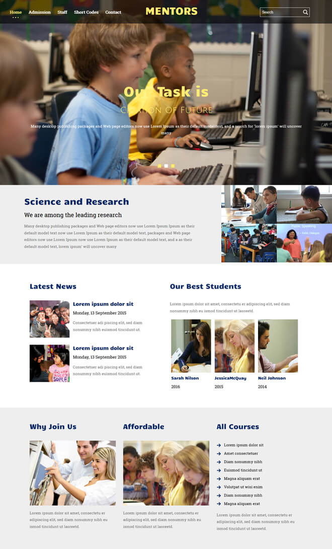 Mentors - free online education website template