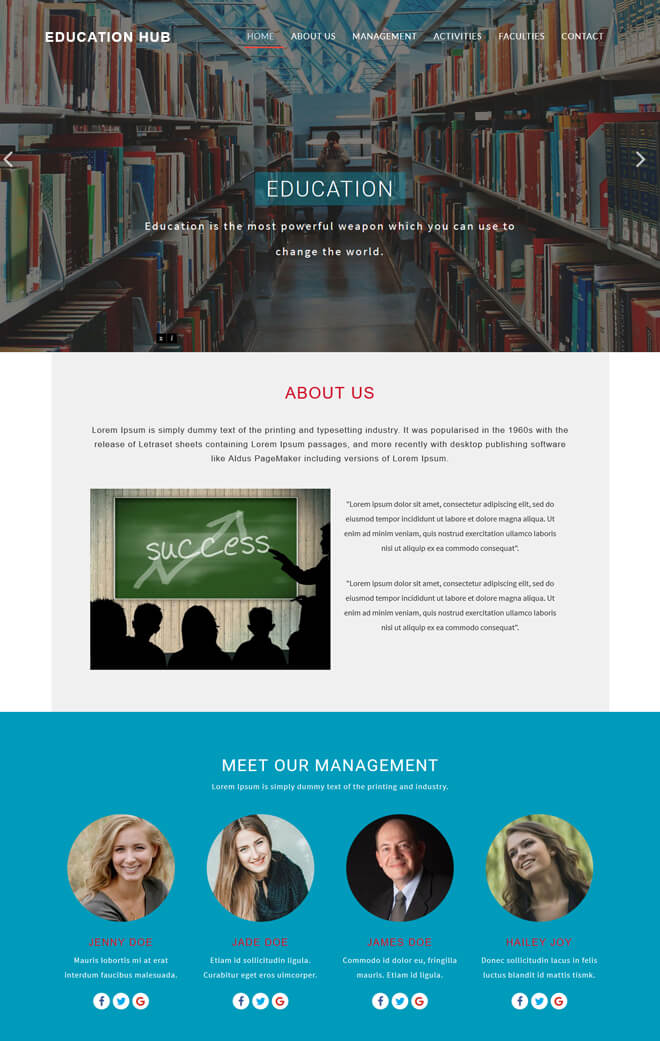 Education Hub - free online education website template