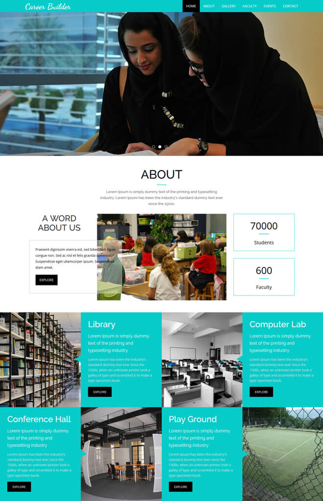 Carrier Builder - free online education website template