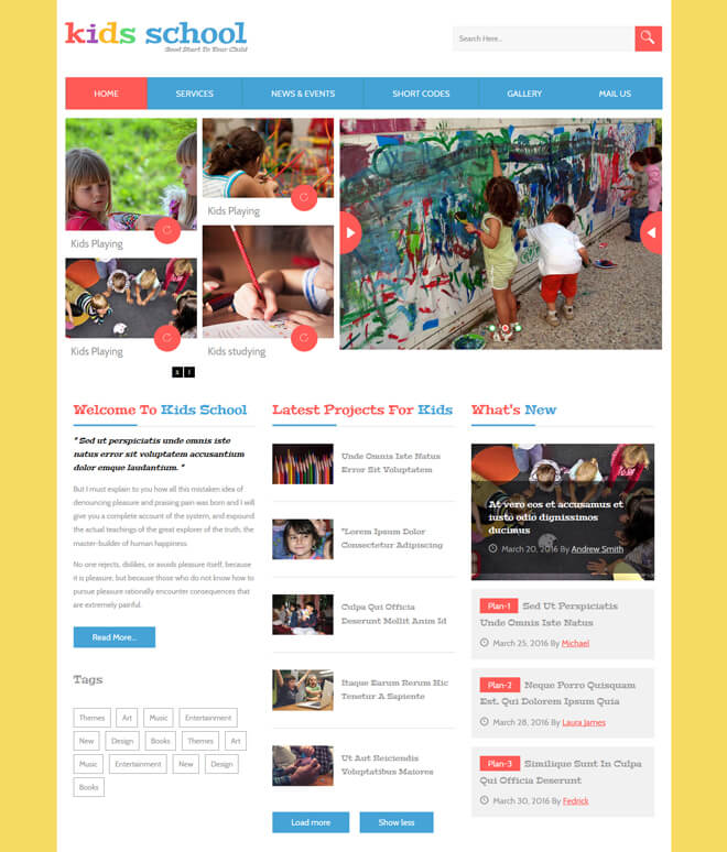 Kids Schools - free online education website template