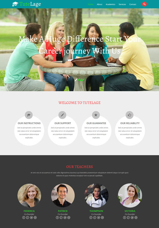 Tutelage - free online education website template