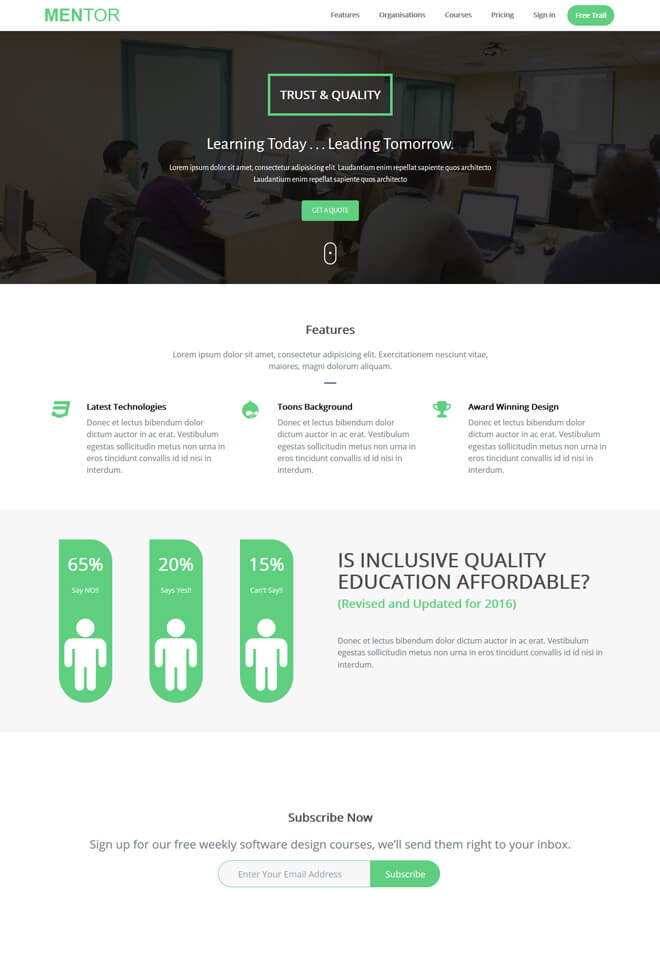 Mentor - free online education website template