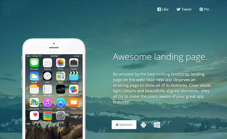 Free Bootstrap HTML5 App Landing Page Template