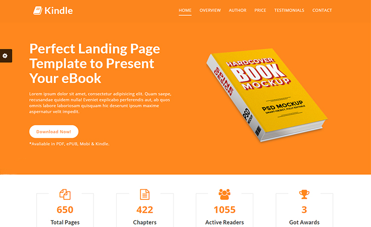 Kindle - Free Bootstrap eBook Landing Page