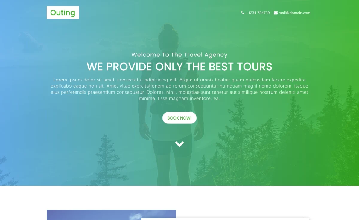 Outing - Free Bootstrap 4 travel agency website template