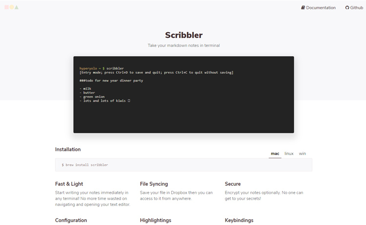 Scribbler Free Html5 Online Documentation Template
