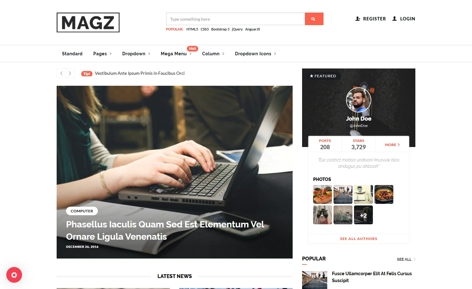 Free HTML5 Magazine Website Template