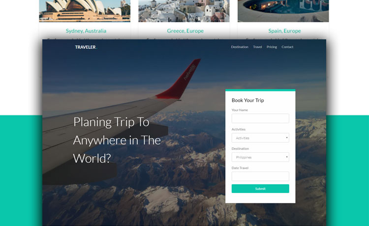Traveler Free HTML5 Bootstrap Travel Agency Website Template
