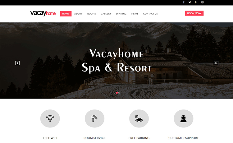 Vacay Home Free Html5 Bootstrap Multi Page Luxury Hotel Template