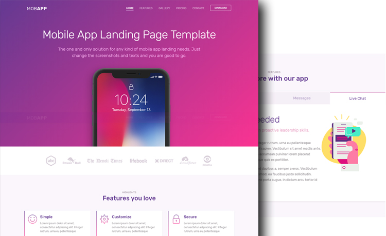 Free HTML5 Bootstrap 4 App Landing Page Template