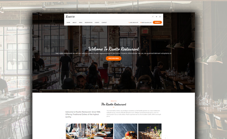 Bootstrap Powered Free HTML5 Restaurant Website Template