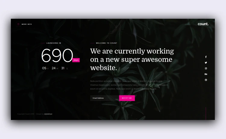 Count - Free Bootstrap Coming Soon Page Template