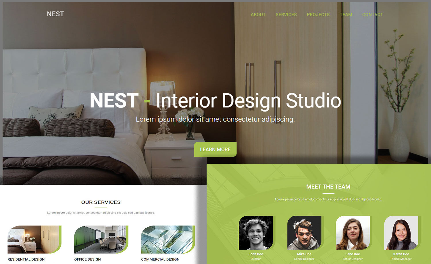 Free One Page Interior Design Html5 Website Template For