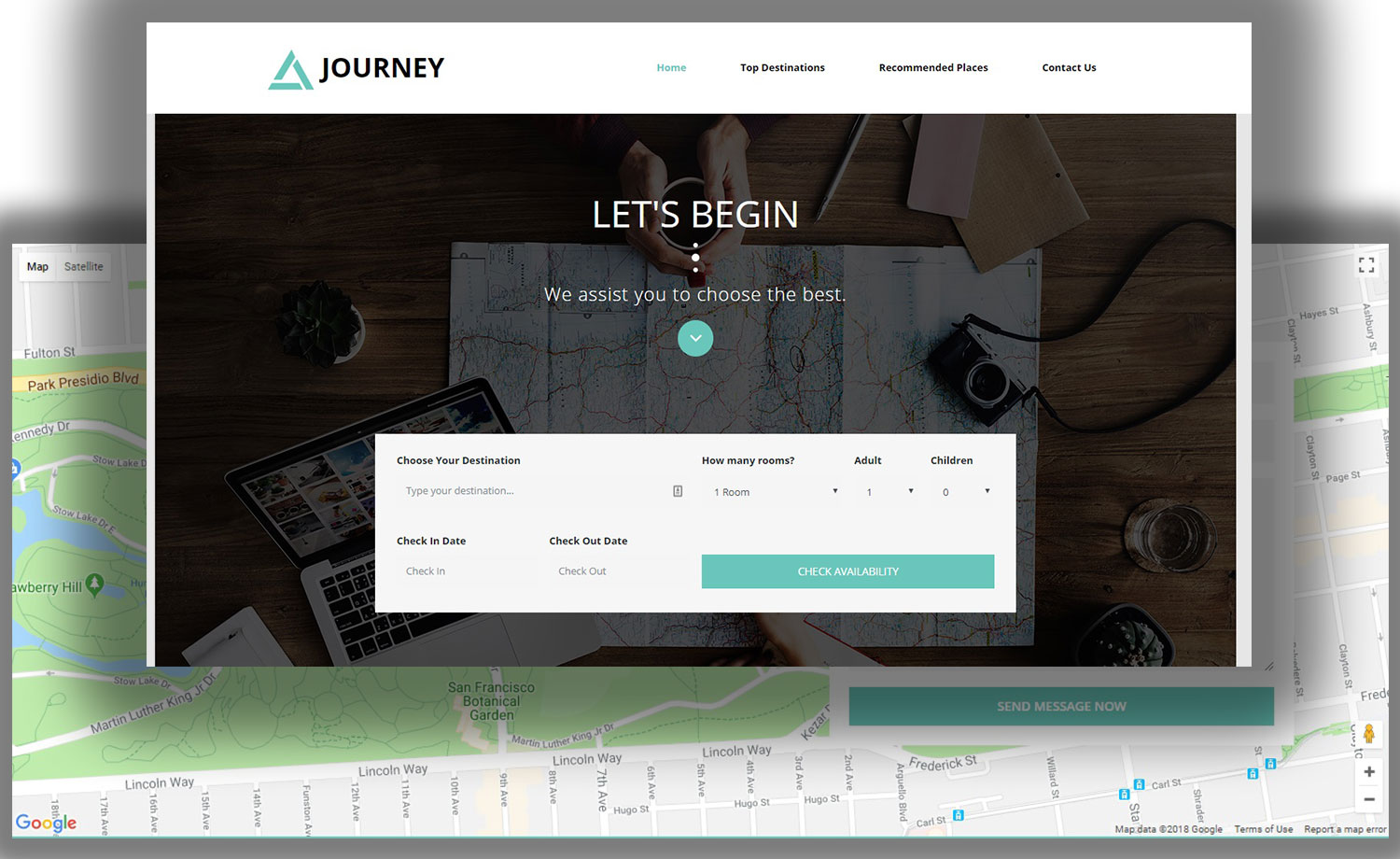 Free HTML5 Bootstrap 4 Tourism Template with Custom Booking Form
