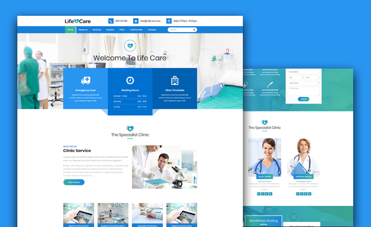 Life Care Free Medical Website Template With Gradients And Parallax 