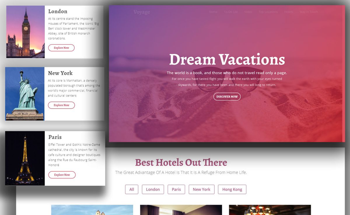 Free One Page Tourism Website Template with Parallax Background