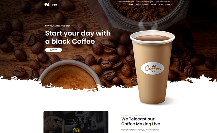 Simple Yet Compelling Free HTML5 Coffee Shop Bootstrap Template