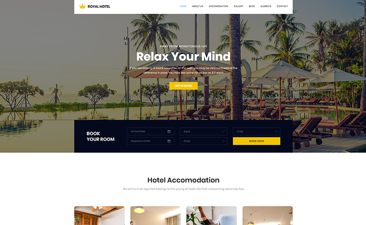 Free Bootstrap Hotel Template with Booking Form