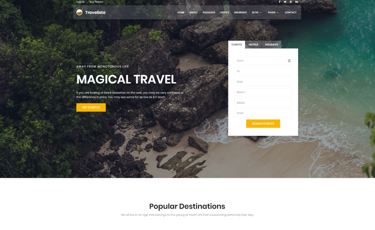 Creative and Stunning Free Travel Booking Website Template