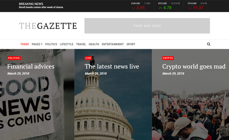 TheGazette Noticeable And Feature rich Free Bootstrap Magazine Template