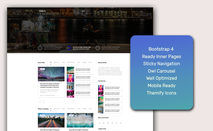 World - Free HTML5 Magazine Template