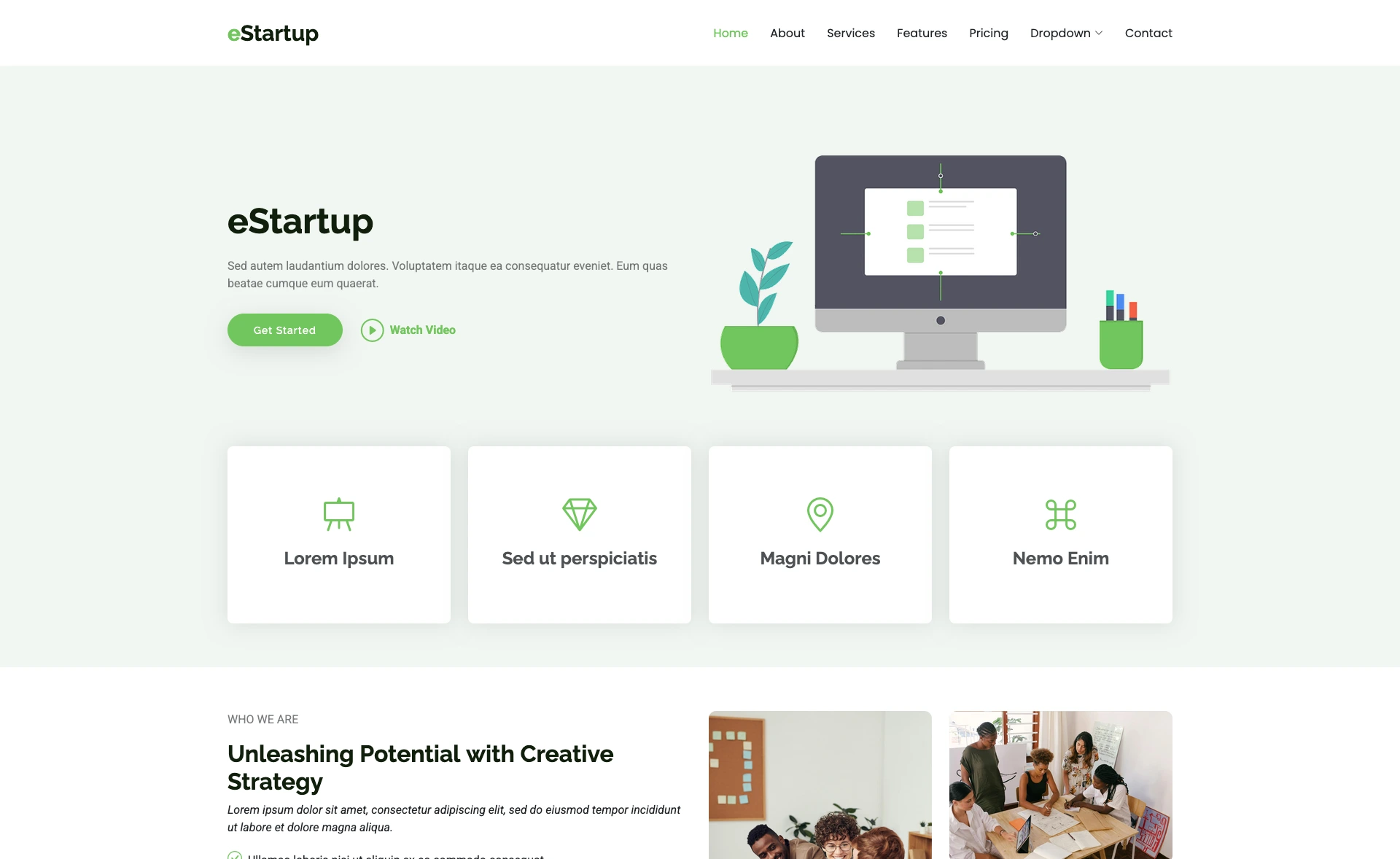 eStartup - One Page Free HTML Landing Page Template