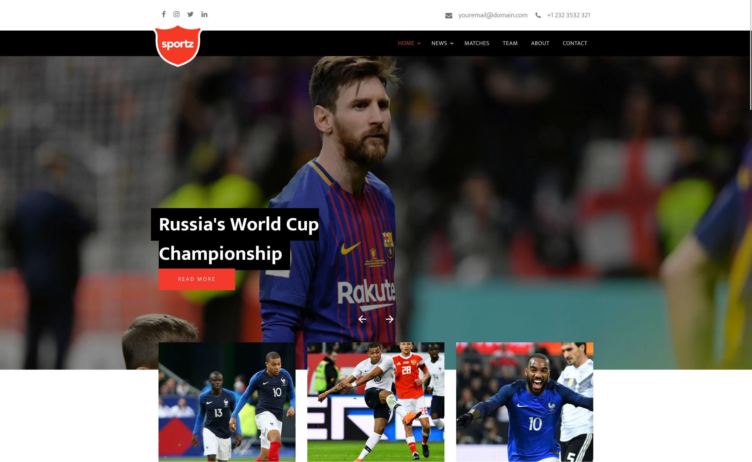 Sportz - Free Bootstrap 4 sports website template