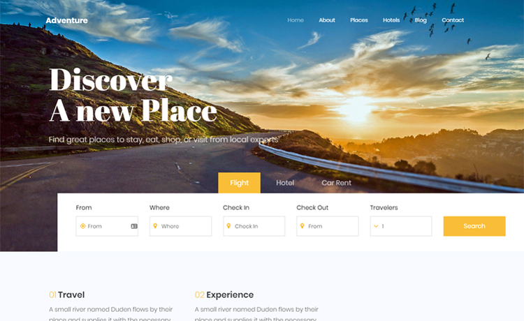 Adventure 2 Free Bootstrap 4 Html5 Travel Agency Website Template