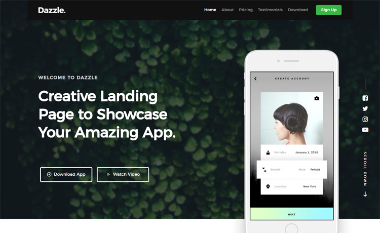 Free responsive HTML5 app landing page template