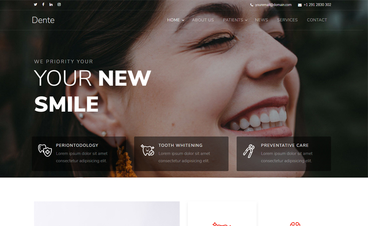 Free Bootstrap 4 HTML5 dental website template