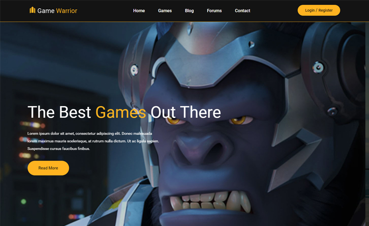 Game Warrior - Free Bootstrap 4 HTML5 gaming website template