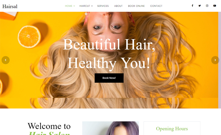 Free Bootstrap 4 HTML5 hair salon website template