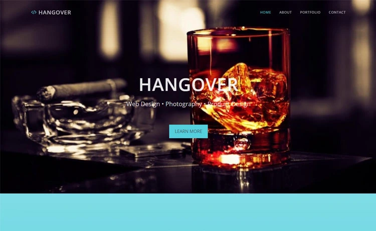 Hangover - Free Bootstrap portfolio website template