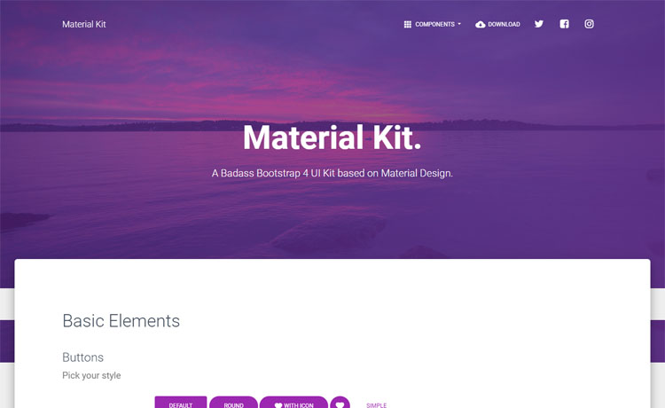 Free Bootstrap 4 UI Kit template based on material design