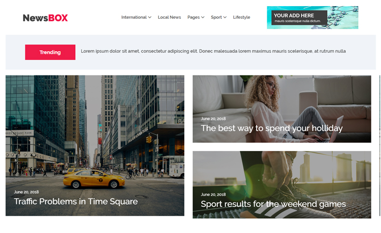 Newsbox - Free Bootstrap 4 HTML5 news website template