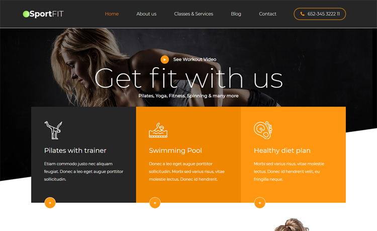 Free Bootstrap 4 HTML5 fitness website template