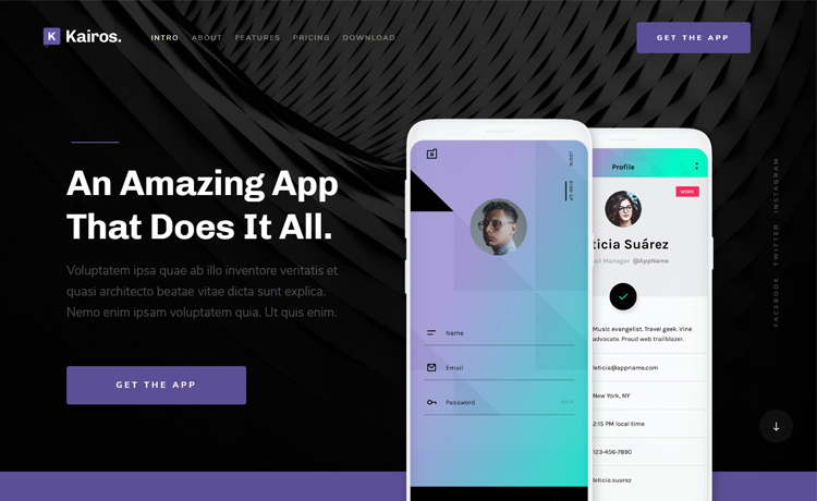 Free HTML5 mobile app landing page template