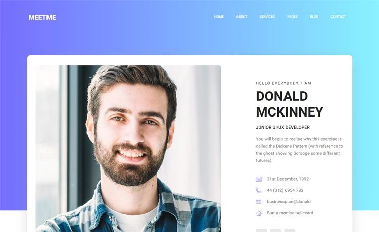 MeetMe - Free Bootstrap 4 Portfolio Website Template