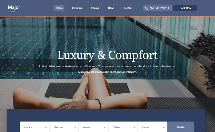 Free Bootstrap 4 HTML5 hotel website template