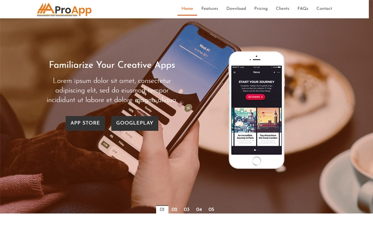 ProApp - Free Bootstrap app landing page template